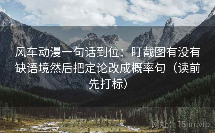 风车动漫一句话到位：盯截图有没有缺语境然后把定论改成概率句（读前先打标）