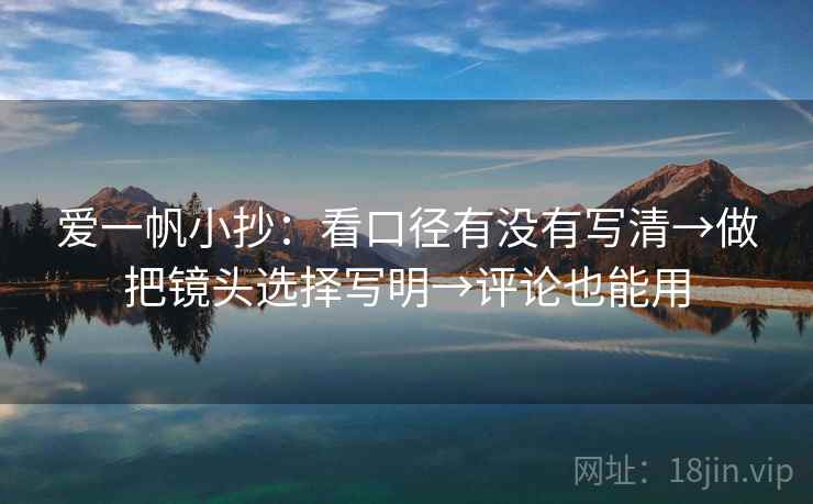爱一帆小抄：看口径有没有写清→做把镜头选择写明→评论也能用