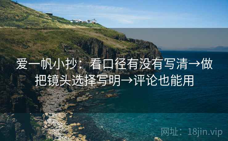 爱一帆小抄:看口径有没有写清→做把镜头选择写明→评论也能用 爱一帆小抄:看口径有没有写清→做把镜头选择写明→评论也能用